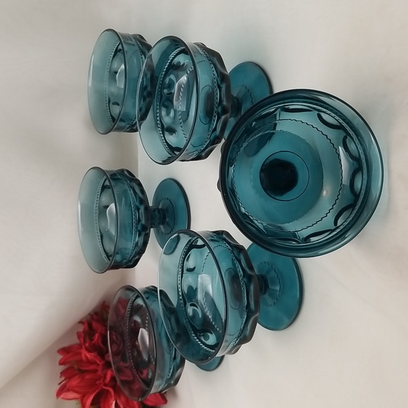 Indiana Glass Other - Indiana Colony Kings Crown Blue Sherbet Dishes